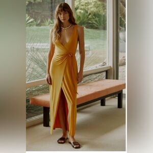 By Anthropologie neck wrap cover up dress in soft aged gold size XS